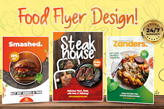 design professional food flyer, food poster and restaurant menu