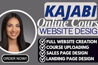 create kajabi website, course pages, sales funnel and landing page