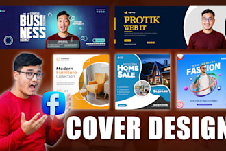 design facebook cover photo and logo, youtube banner, linkedin cover