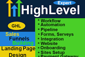 setup gohighlevel landing page, website and ghl automation expert