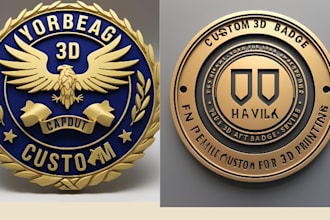 do 3d silver badge metalic logo 3d seal 3d stamp monogram 3d vintage badge