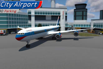 do 3d airport interior, car park, airplane way out, airplane park