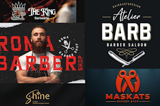 professional  barber and barber shop logo design