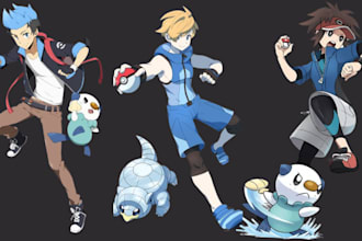 draw pokemon trainer pokemon pixel art tcg card fakemon sprite anime chibi style