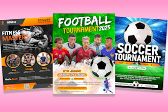 professional football, soccer, basketball, gym all sports flyer in 6 hours
