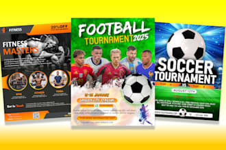 design professional football, soccer, gym basketball flyers