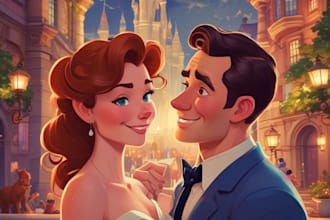 design professional lovely disney couple portrait