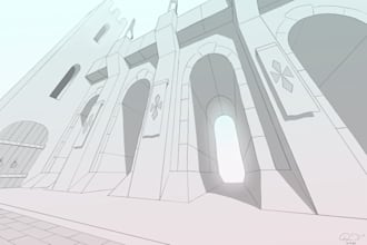 draw any architecture or landscape in line art