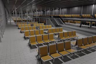 do 3d airport interior, car park, airplane way out, airplane park