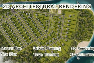 render architectural site plan, master plan, landscape plan