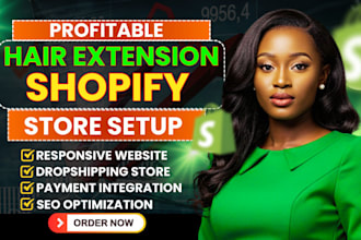 design profitable hair extension shopify store hair website beauty website