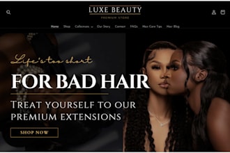 design hair extension shopify store, hair extension store hair extension website