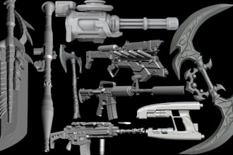 scuplt 3d cosplay weapons props 3d airsoft gun model accessory for 3d printing