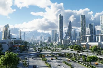design an illustration of futuristic cyberpunk city