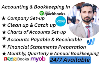do bookkeeping in quickbooks online, xero, wave, zohobooks and myob