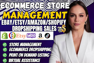 do ecommerce store management etsy, ebay shopify, tiktok shop dropshipping sales