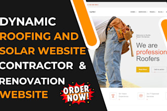 design roofing website, solar energy, contractor, renovation, cleaning website