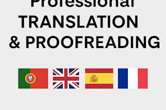 translate and proofread in english, portuguese, spanish and french