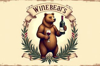 design amazing bear with wine logo within two days