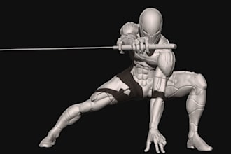 detailed pieces to fix solid 3d sculpt,low poly stl,zbrush3d,weapon,gun,headbust