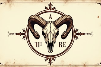 design awesome skull goat logo with free source file