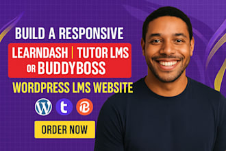 build a responsive learndash, tutor lms or buddyboss wordpress lms website