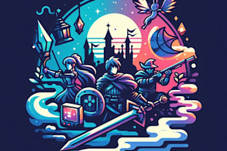 design a fantasy, rpg, sci fi, steam animated game logo