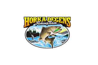 design outstanding fishing team and camping logo