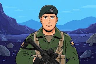 draw military character design or any illustration for you
