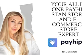 payhip store setup, book and ebook marketing funnel, and stan store design