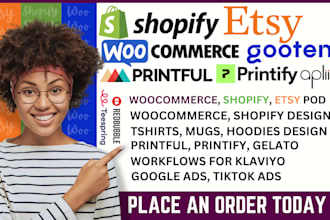 tshirt design shopify etsy woocommerce print on demand store printful printify