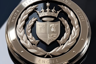 design 3d badge monogram engraving emblem award logo 3d memorial badge depthmap
