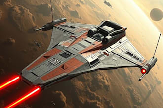 design production quality star wars like spaceship concept art