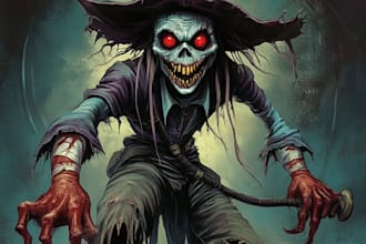 draw fantasy horror character art and horror story
