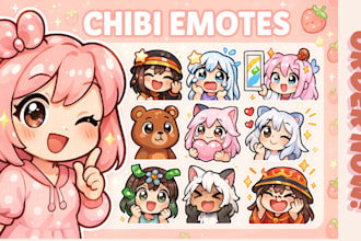 create cute chibi twitch and discord emotes for streamers