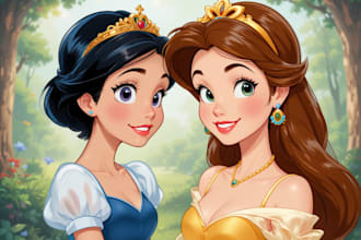 customize your group or family portrait in disney style