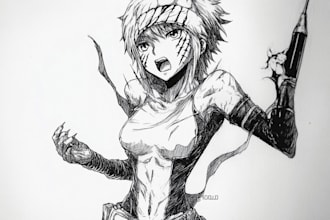 draw sketch anime, fanart, manga art, vtuber for you sfw or nsfw