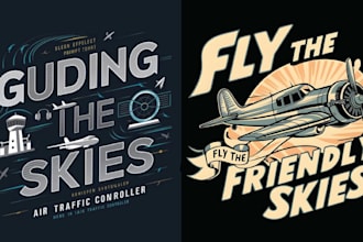 create retro hand drawn aviation t shirt logo