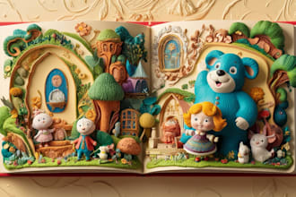 design 3d storybook illustration, 3d illustration, children book illustration