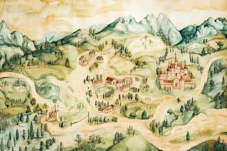 paint a customized digital watercolor wedding map