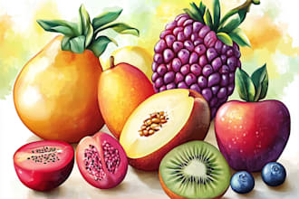 illustrate digitally realistic fruits veggies or anything
