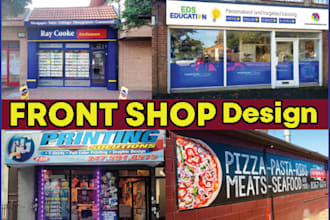 design modern shop front window graphic design signboards,