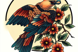 create a traditional or old school style tattoo design