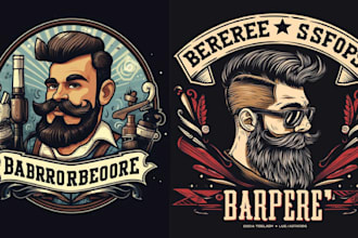 do custom barbershop logo with illustration design