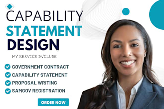 design federal government capability statement, past performance, contract bid