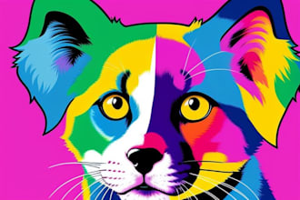 draw pop art of dog cat pet animal portrait