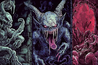 do awesome artwork for dark art, horror, creepy illustration