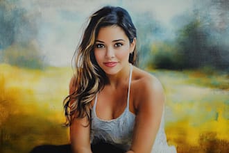 do hand draw realistic digital oil painting portrait