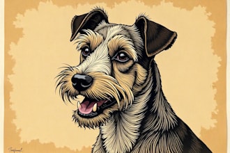 draw a pet portrait using linocut technique