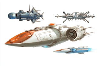 design spaceship, sci fi illustration and sci fi art